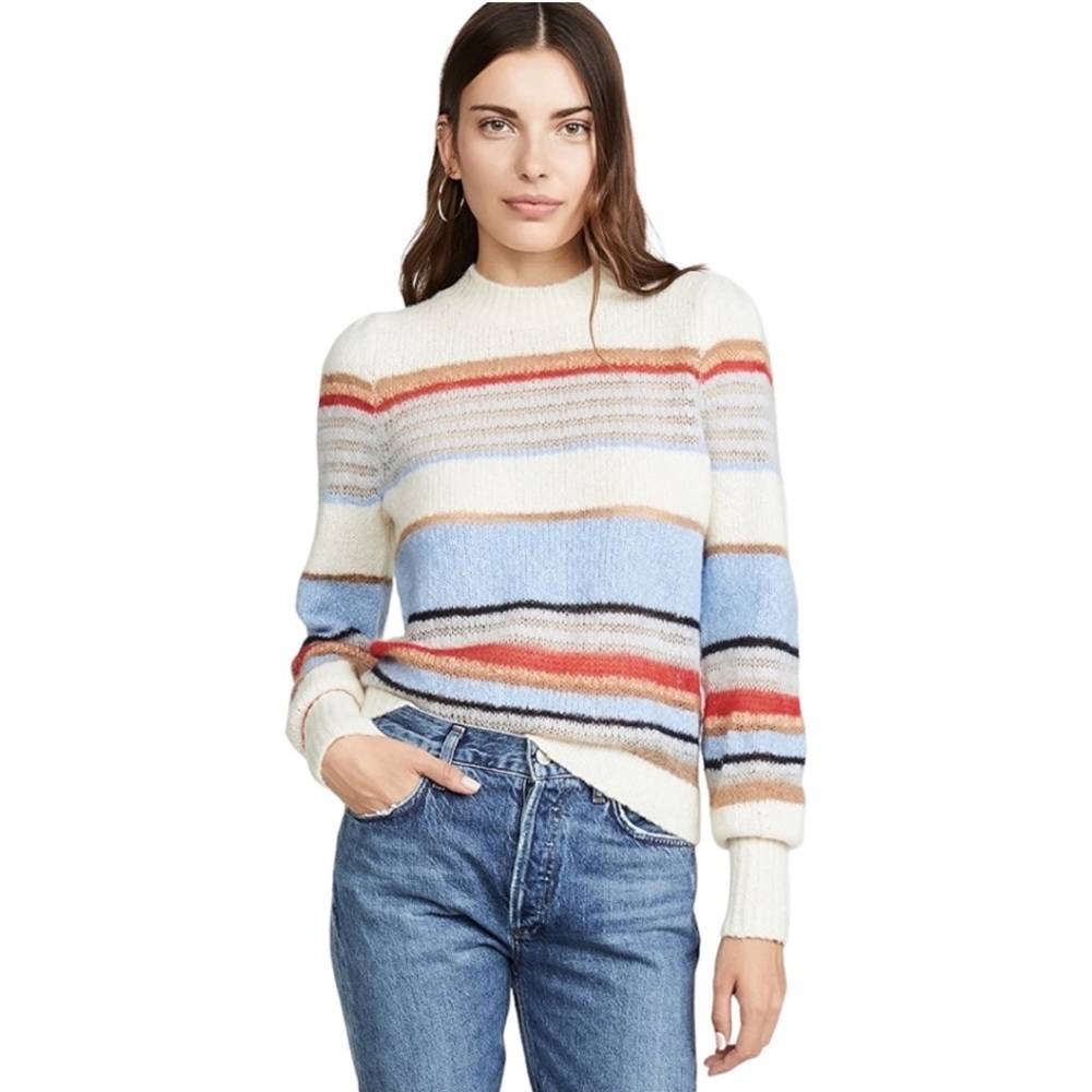Veronica Beard Meredith Striped Wool Cashmere Blend Pullover Sweater (M)
